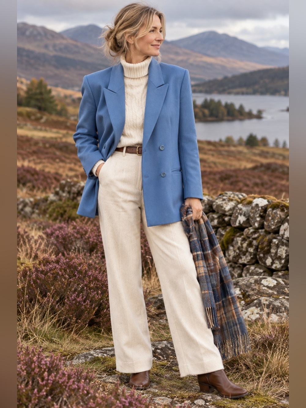 VTG Pitlochry of Scotland Pure New Wool Blue Double Breasted Blazer 16